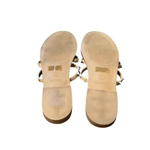 Steve Madden Averill Tan Studded Gladiator Slide Sandals Womens 9 Silver Studs - Picture 8 of 8
